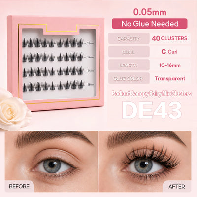 Cluster Lashes Light Weight Self Adhesive Eyelashes Pre Glued Press on Lashes Waterproof Handmade