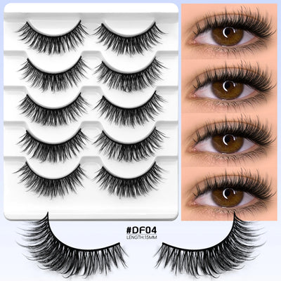 VELTRINAY Cat Eye False Eyelashes Natural Voume Fake Eyelash Faux Mink Eye Lashes Clear Eyelash Band Fake Lashes Makeup