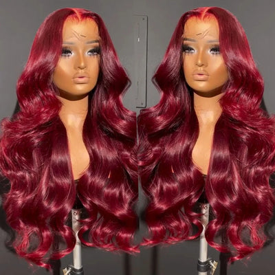 13x6 Lace Front Wigs Human Hair 200% Density 99j Burgundy Lace Front Wigs Human Hair 28 inch Body Wave Lace Front Wigs Brazilian