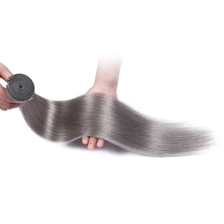 Gray Straight Human Hair Bundles - JoySky Hair