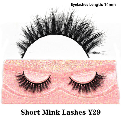 FOXESJI Real Mink Fluffy Short Eye Lashes Extension Wispy Soft Natural Short False Eyelashes Daily Wear Full Strip Lashes Makeup