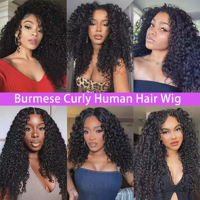 Glueless Wig Human Hair Burmese Curly 7x6 Lace Closure Wig Beginner Friendly HD Lace Bleached Knots 100% Human Hair Wigs