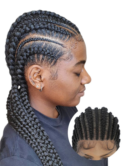 36 Inch Cornrows Braided Wigs Synthetic Lace Wig For Black Women Jumbo Braid African Knotless Box Braids Hair