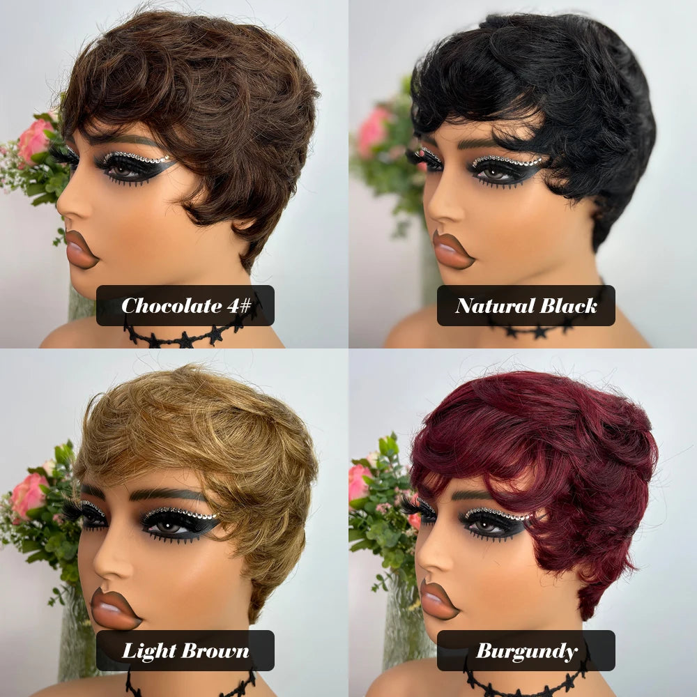Short Straight Pixie Cut Human Hair Wig - JoySky Hair