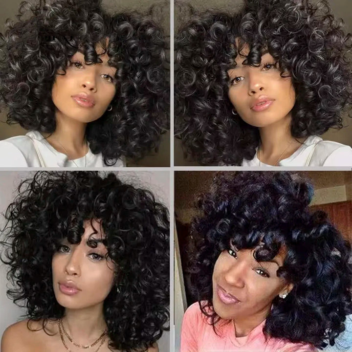 Short Bouncy Curly Human Hair Bundles - JoySky Hair