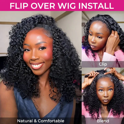 Burmese Curly Human Hair Wigs For Women Brazilian 4C Afro Kinky Culry 3 IN 1 Half Wig 100% Human Hair Wigs On Sale 300% Density