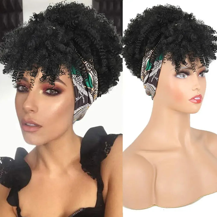 2-in-1 Curly Headband Synthetic Wig