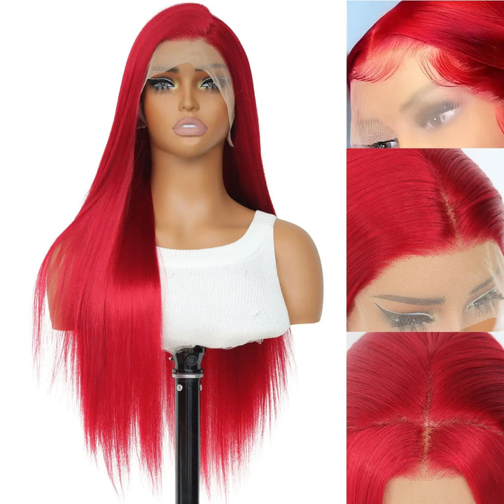 Burgundy Red Straight Lace Front Wig - JoySky Hair