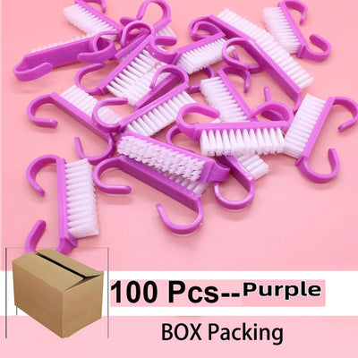 100pcs Cleaning Nail Brush Tools Colorful Plastic Dust Cleaner Brushes Nail Art Pedicure Powder Soft Remover Manicure Tools