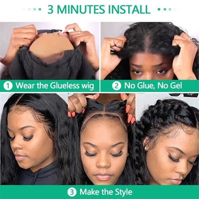 Straight Human Hair Wigs 6X4 Glueless Wigs Human Hair Ready To Wear 32 Inch Pre-Cut Human Hair Wigs Glueless For Black Women