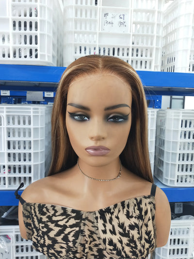 Highlight Wig Human Hair Omber Blonde Colored Preplucked 200 Density 13x6 HD Straight Lace Frontal Wigs For Women 30 34 inch