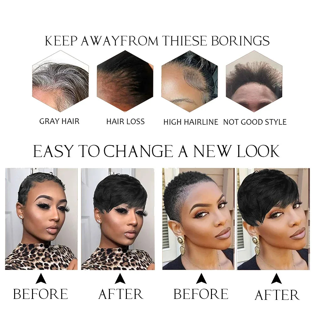 Short Straight Pixie Cut Human Hair Wig - JoySky Hair