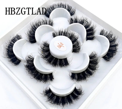 HBZGTLAD New 5 Pairs 25mm 3d Mink Lashes Faux Mink Lash Wispy Thick Natural Full Strip Lashes