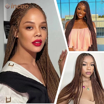 Synthetic Braided Wigs For Black Women Full Lace Wig Braid African Knotless Box Braids Hair Lace Front Wigs Cheap Cornrow Braids
