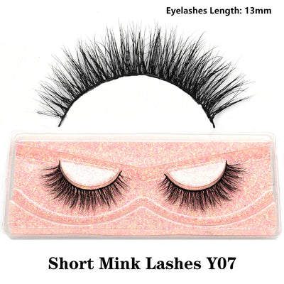 FOXESJI Real Mink Fluffy Short Eye Lashes Extension Wispy Soft Natural Short False Eyelashes Daily Wear Full Strip Lashes Makeup