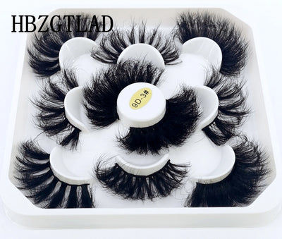 HBZGTLAD New 5 Pairs 25mm 3d Mink Lashes Faux Mink Lash Wispy Thick Natural Full Strip Lashes