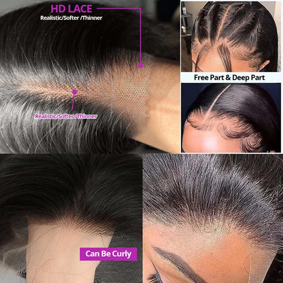 No Glue Brazilian HD Transparent 13x4 Bone Straight Short Bob Glueless Human Hair Wigs 13x6 Straight Lace Front Wigs For Women