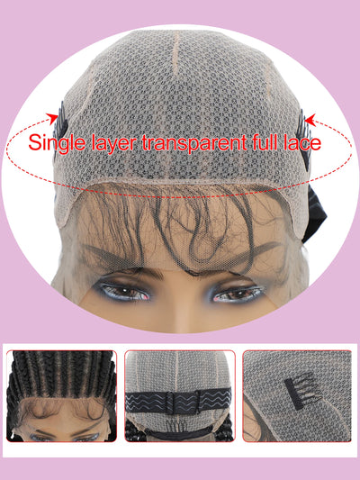 36 Inch Cornrows Braided Wigs Synthetic Lace Wig For Black Women Jumbo Braid African Knotless Box Braids Hair