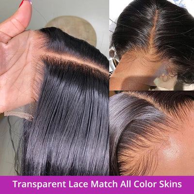 No Glue Brazilian HD Transparent 13x4 Bone Straight Short Bob Glueless Human Hair Wigs 13x6 Straight Lace Front Wigs For Women