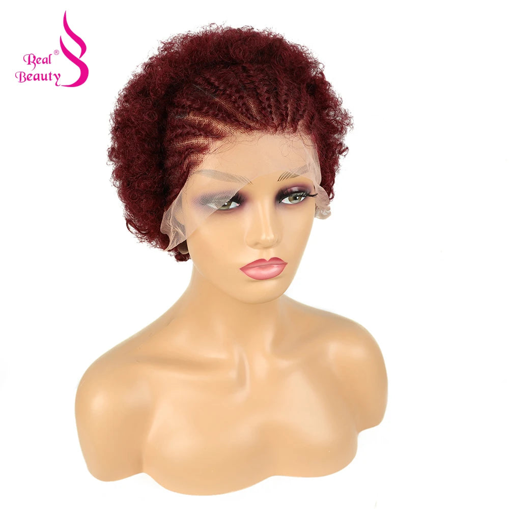 Afro Kinky Curly Braided Lace Front Wig - JoySky Hair