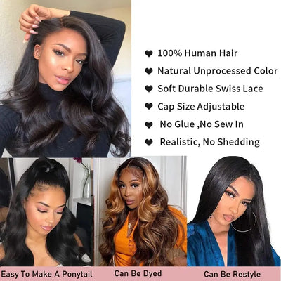 30 inch 13x4 Lace Front Human Hair Wigs Body Wave 13x6 HD Lace Frontal Wig 100% Human Hair Wigs Brazilian Curly Wigs