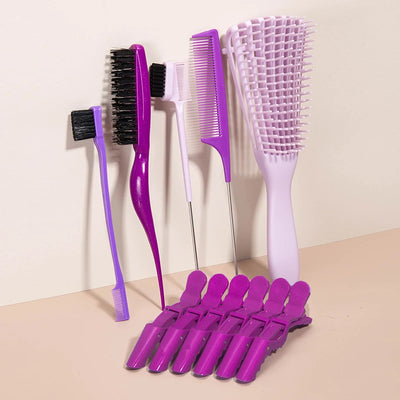 Detangling Brush 10 Pieces Hair Brush Set For Afro Curly Coily Long Hair Knots Detangler Easy To Clean Hair Care Styling Tools