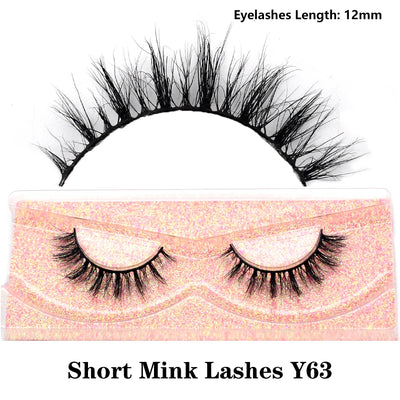 FOXESJI Real Mink Fluffy Short Eye Lashes Extension Wispy Soft Natural Short False Eyelashes Daily Wear Full Strip Lashes Makeup
