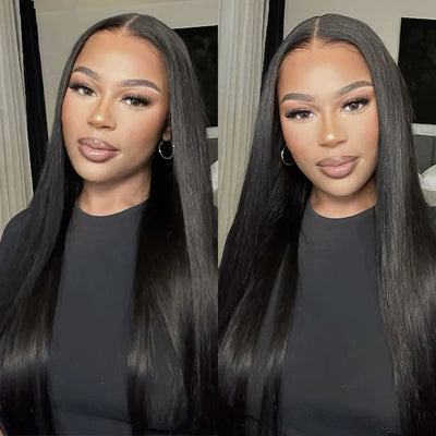 Straight Human Hair Wigs 6X4 Glueless Wigs Human Hair Ready To Wear 32 Inch Pre-Cut Human Hair Wigs Glueless For Black Women