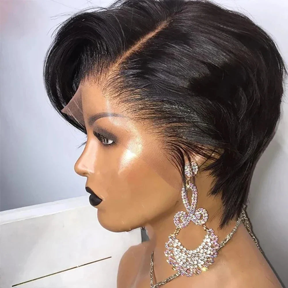 Side Part Pixie Cut Lace Front Human Hair Wig - JoySky Hair