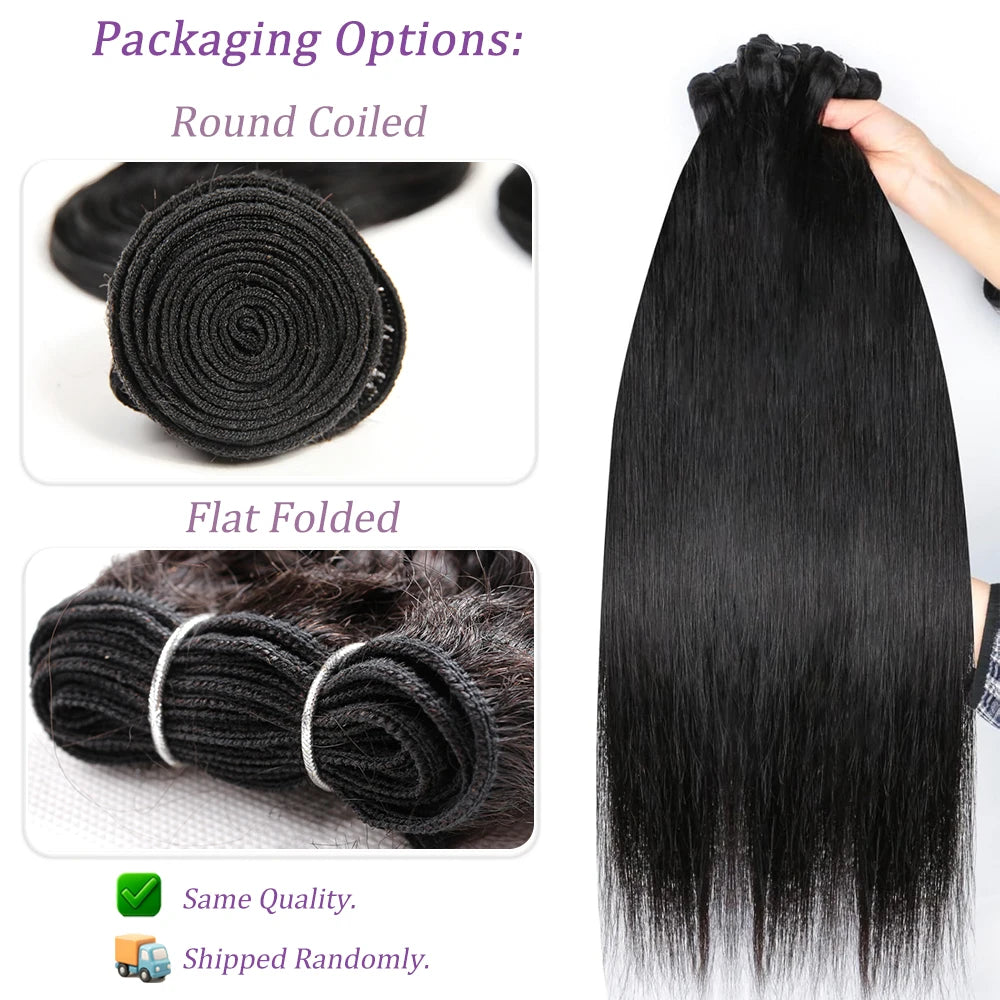Straight Human Hair Bundles – Natural Black - JoySky Hair