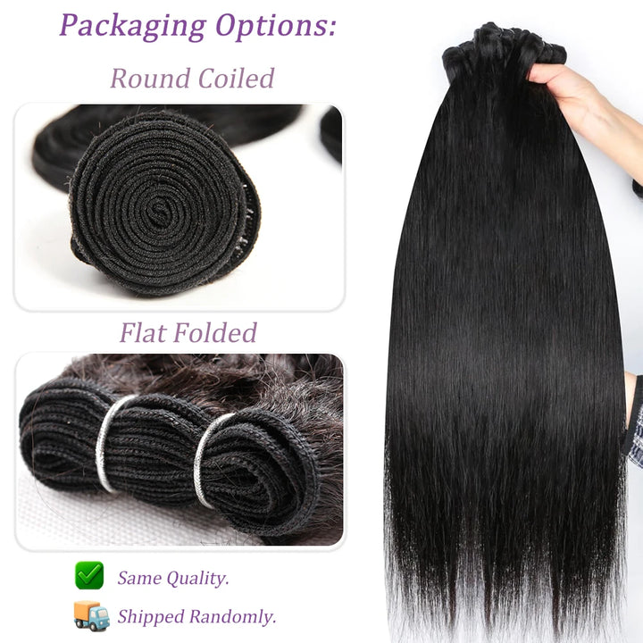 Straight Human Hair Bundles – Natural Black - JoySky Hair