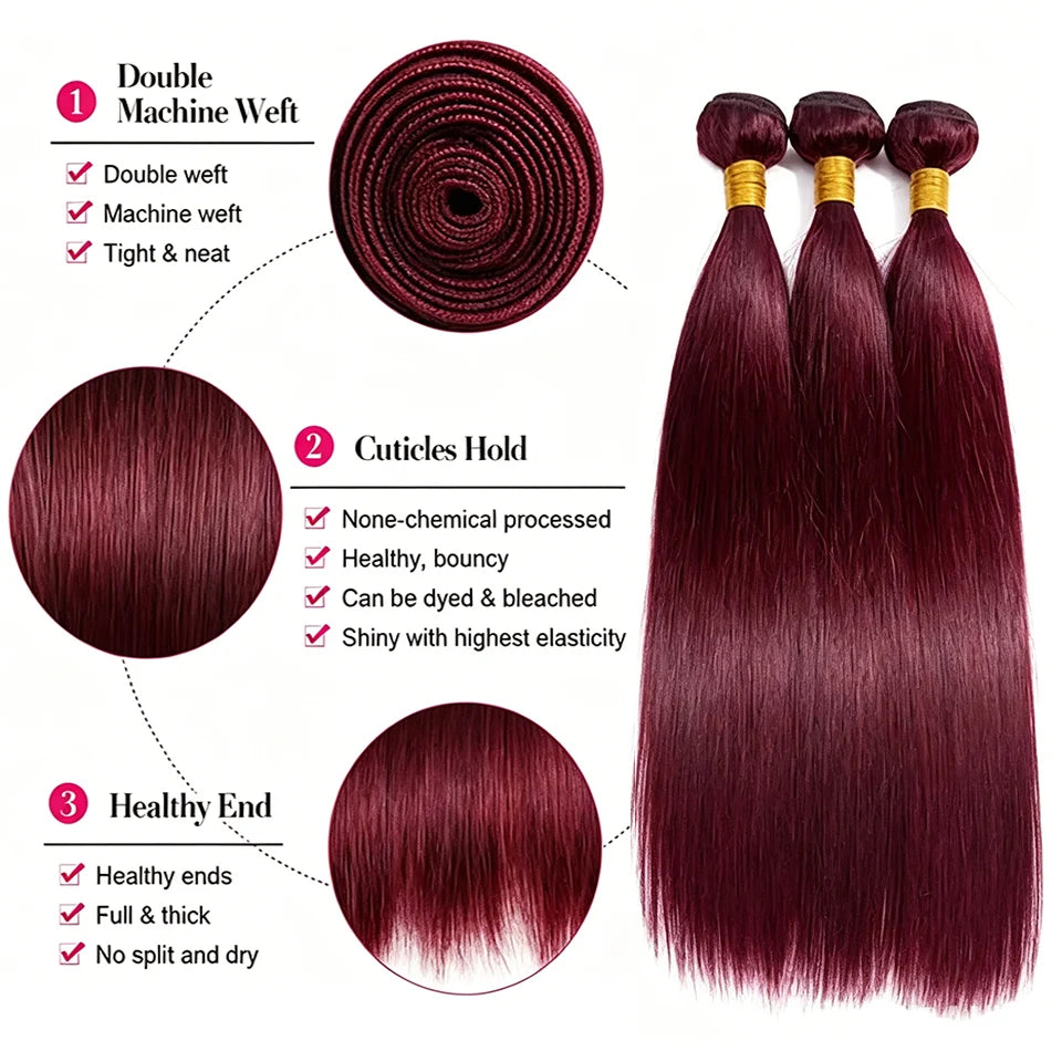 Burgundy Straight Human Hair Bundle