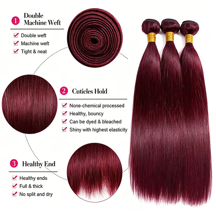 Burgundy Straight Human Hair Bundle