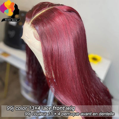 Burgundy Glueless Human Hair Wigs 13x4 Lace Front Wig Pre-Plucked Wear Go Straight Human Hair Lace Frontal Wigs for Black Women