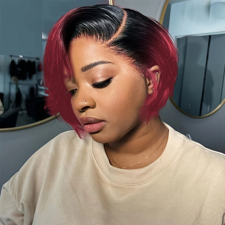 Straight Pixie Bob 13x4 Lace Front Human Hair Wig