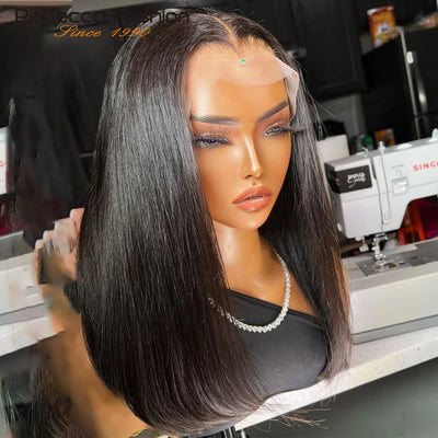 Short Bob Lace Front Human Hair Wigs 180% Density