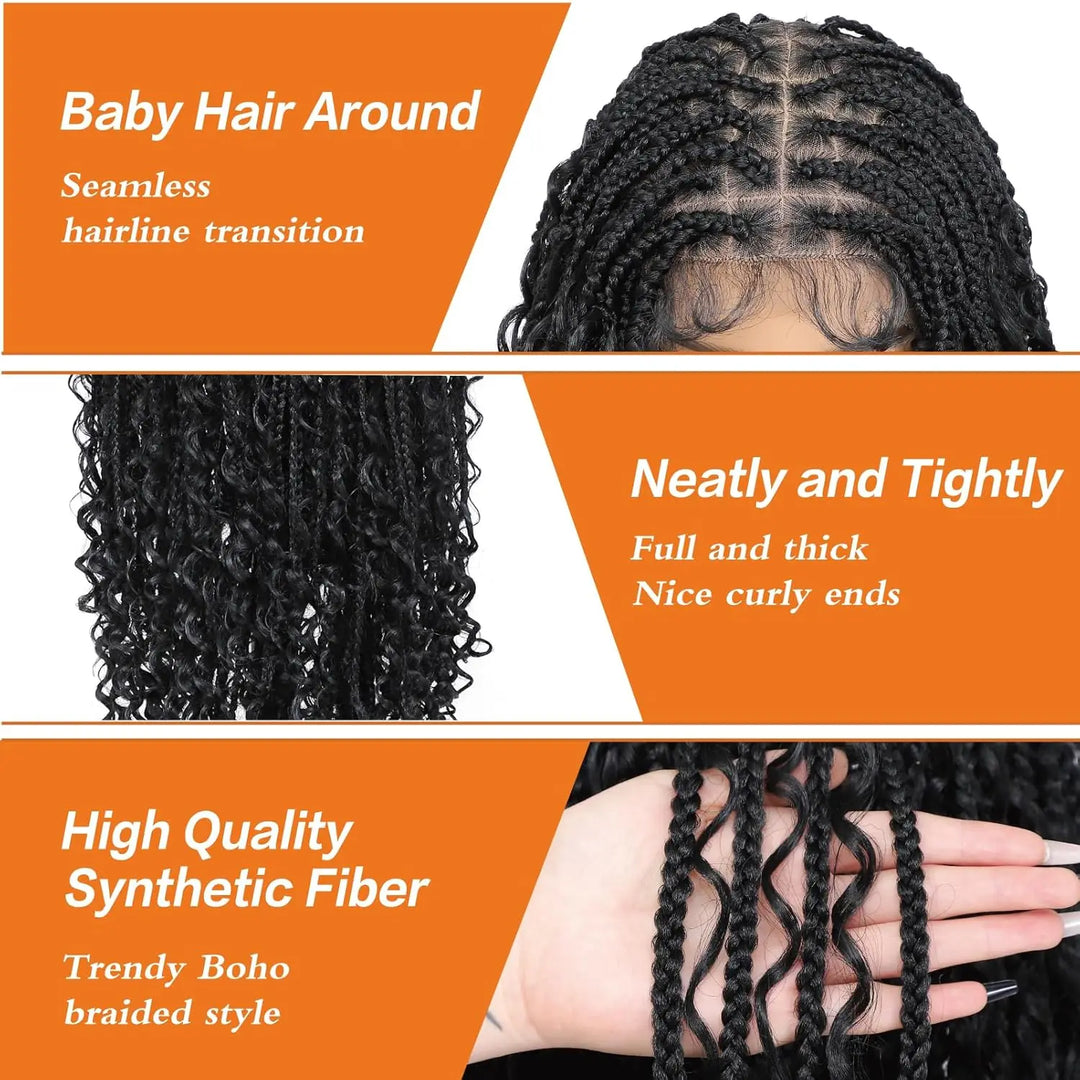 Long Twisted Box Braid Lace Wig - JoySky Hair