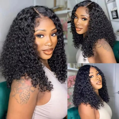 Deep Curly Black 99J Burgundy Color Short Bob Cut 13X4X1 Lace Front Synthetic Wig Preplucked Cosplay Daily Soft Wedding Gifts