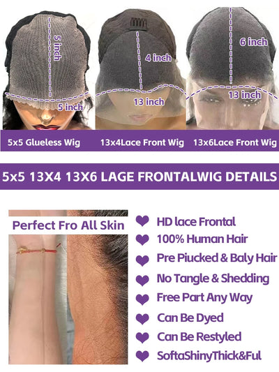 40 Inch Loose Deep Wave 13x4 13x6 Lace Front Human Hair Wigs 250 Density Water Curly Nature Wave HD Lace Frontal Wig Preplucked