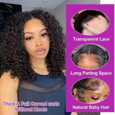Deep Wave Lace Front Wigs Human Hair 200 Density 5x5 Glueless Lace Front Wigs Human Hair Brazilian Curly Wig Wet Wavy Glueless Frontal Wigs for Women Natural Black Deep Wave Wig