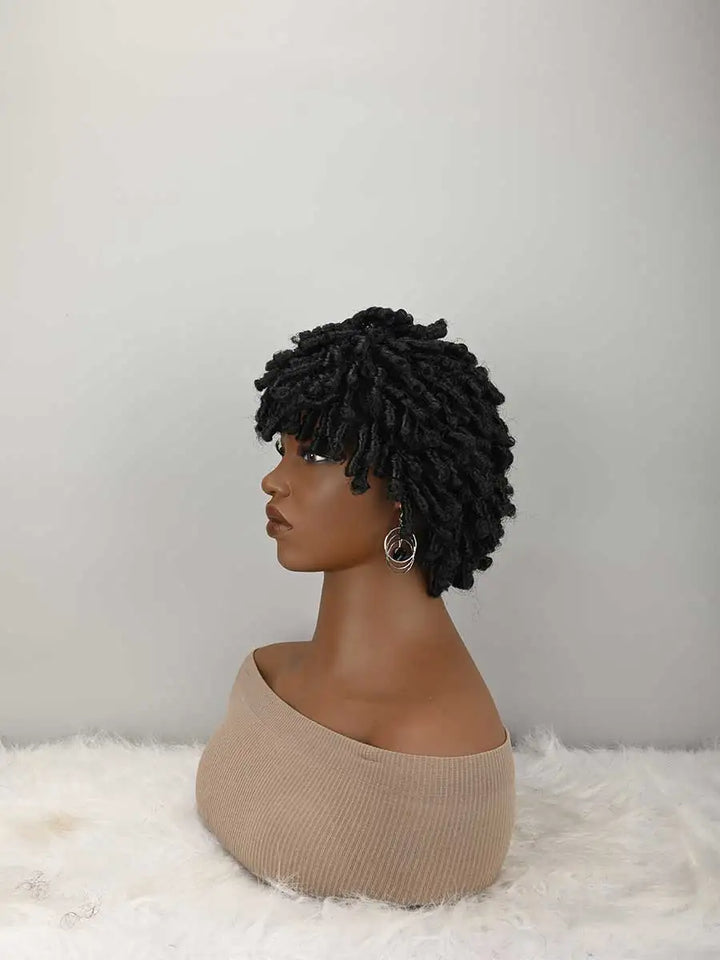 Short Afro Faux Braided Dreadlock Wig