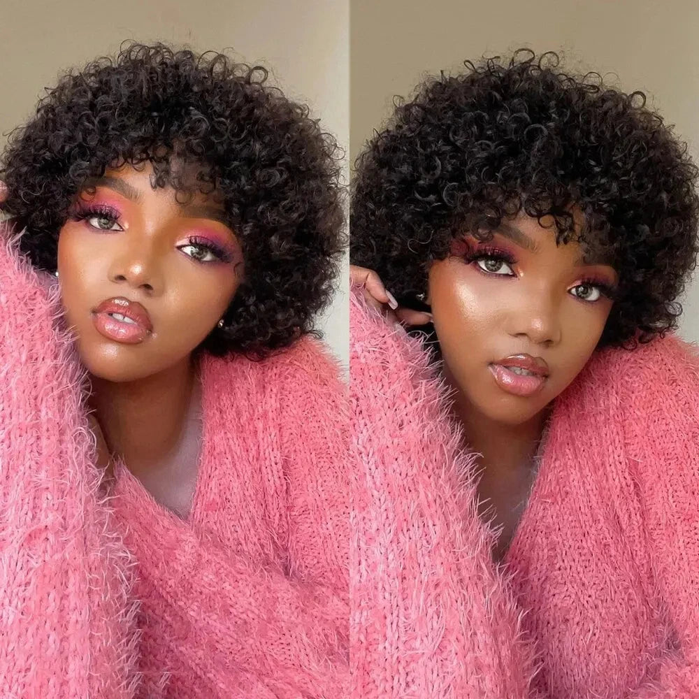 Bouncy Afro Kinky Curly Human Hair Wig - JoySky Hair