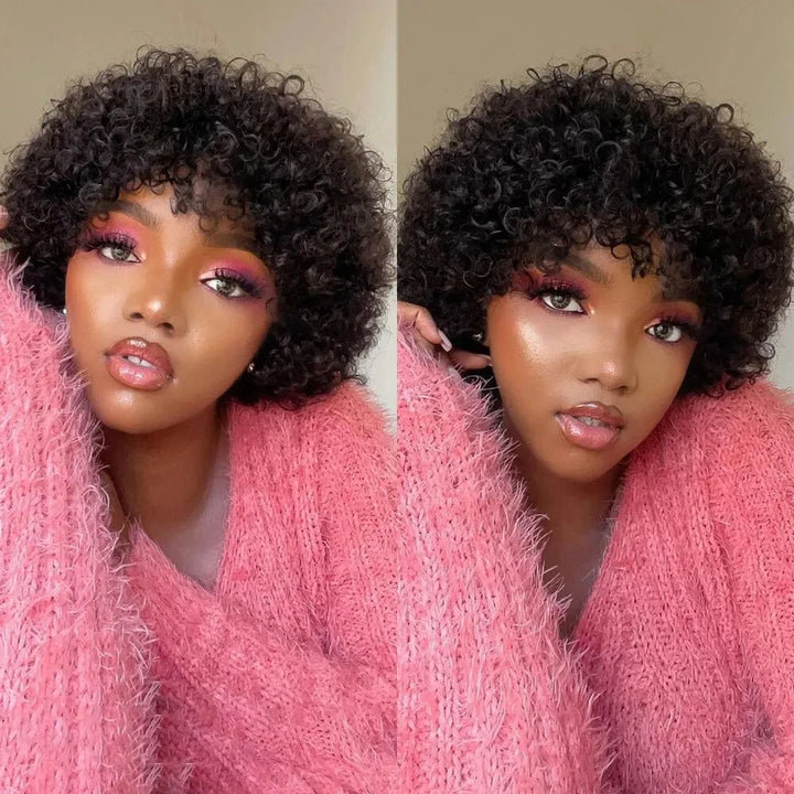 Bouncy Afro Kinky Curly Human Hair Wig - JoySky Hair