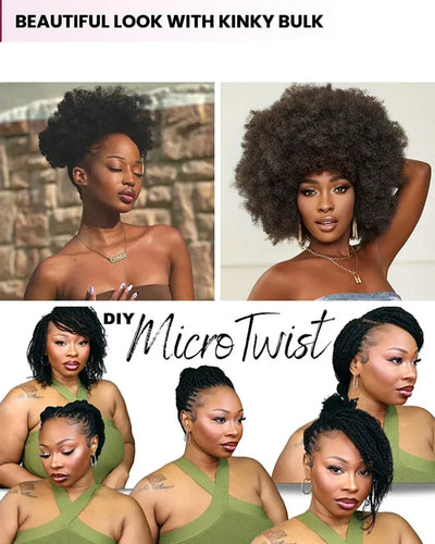 Best Quality QVR Afro Kinky Bulk Hair for Dreadlocks Affordable Sale Top Tight Kinkys for Loc Repair Twist Braiding 1 Pack 50g