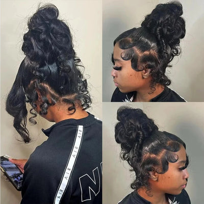 SoGreat 360 Lace Wig Invisible Drawstring Loose Body Wave Body Wave Human Hair Wigs Natural Black Wig Pre-Plucked Brazilian Hair