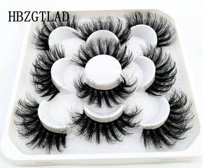 HBZGTLAD New 5 Pairs 25mm 3d Mink Lashes Faux Mink Lash Wispy Thick Natural Full Strip Lashes