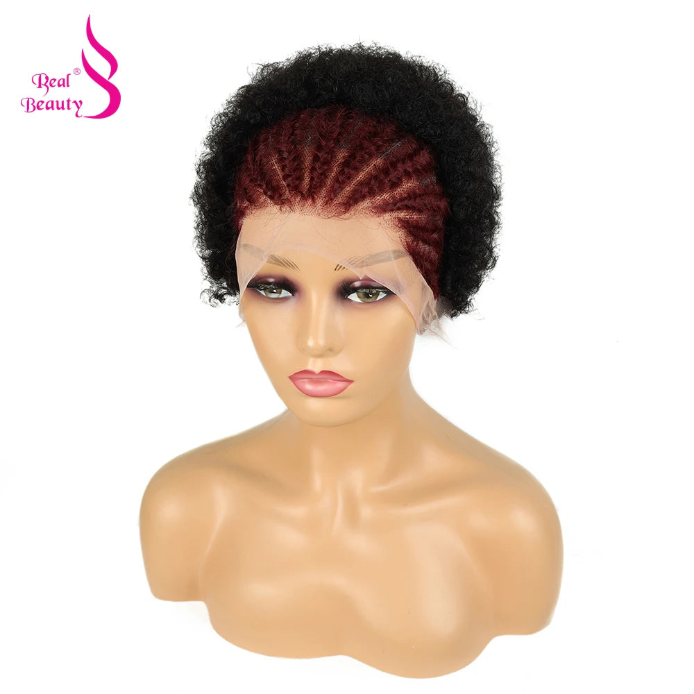 Afro Kinky Curly Braided Lace Front Wig - JoySky Hair