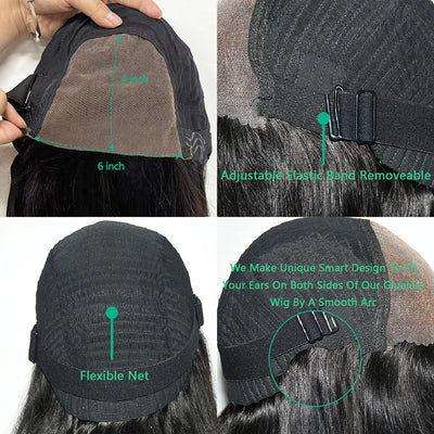 Straight Human Hair Wigs 6X4 Glueless Wigs Human Hair Ready To Wear 32 Inch Pre-Cut Human Hair Wigs Glueless For Black Women