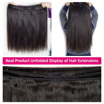 100% Quality 16A Straight Human Hair Bundles 30 34 Inch Brazilian Real Remy Weave Hair Unprocessed Double Weft Raw Hair Bundles Extensions Natural Black