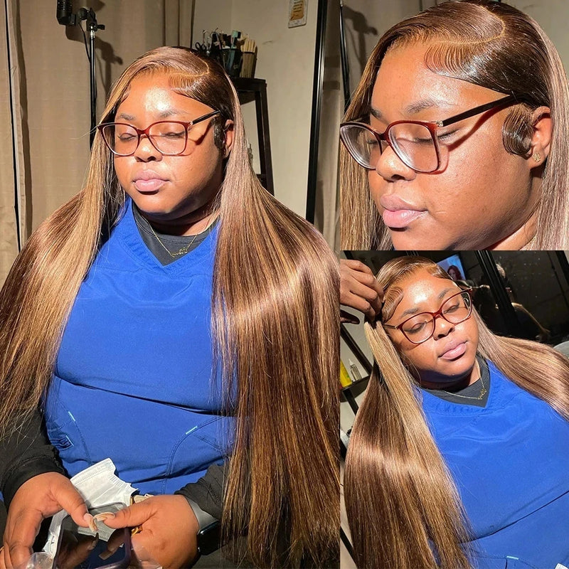 WIGIRL 30 38Inch Bone Straight Ombre 13x4 HD Lace Front Wig Brazilian 4/27 13x6 Highlight Human Hair Lace Frontal Wigs For Women